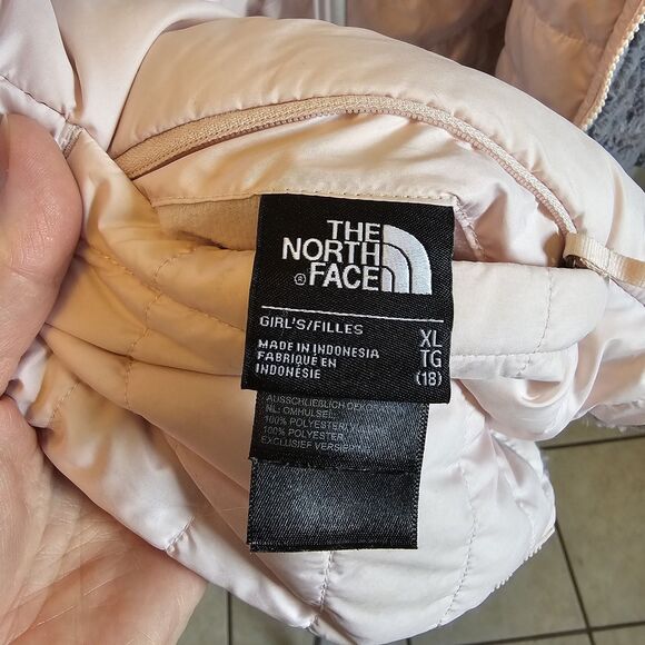 The North Face Mossbud Reversible Softshell Fleece Jacket Girls XL 18 Gray Pink - Picture 3 of 15